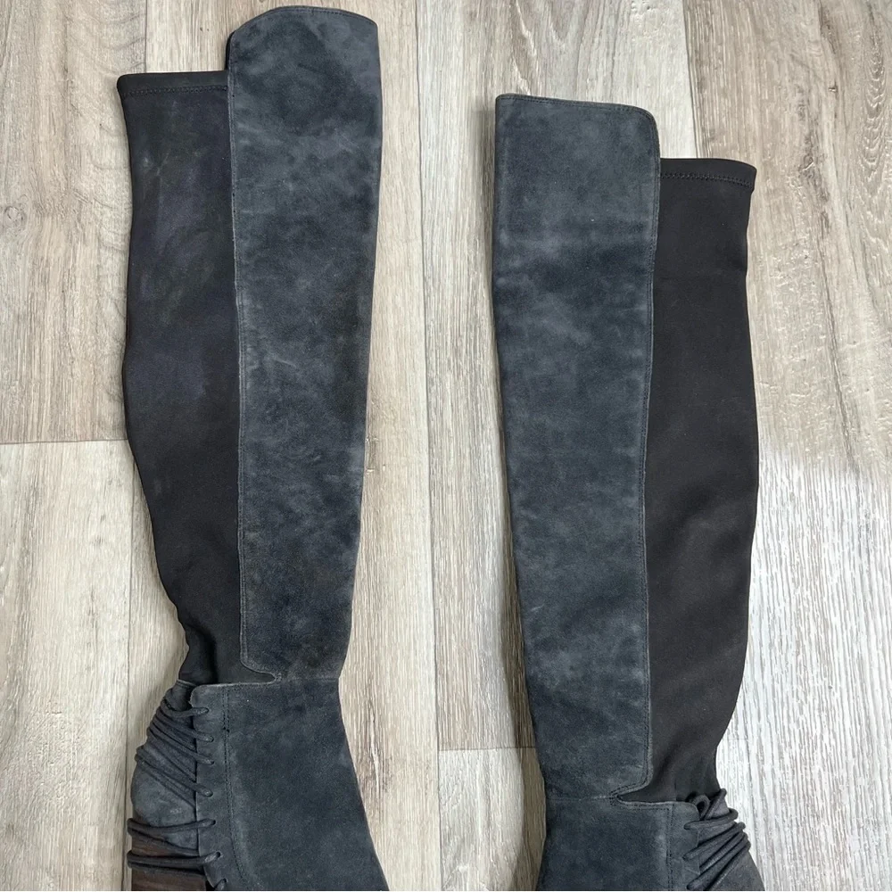 Dolce Vita Nikka Over The Knee Gray Suede Heels Boots Gray Size 8.5